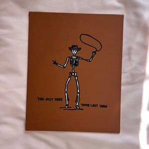 Hand-Painted Western Skeleton Canvas Art